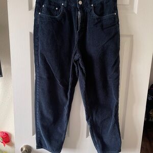 ASOS Navy Corduroy Straight Leg Pants